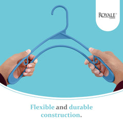 ROYALE Plastic Hangers 20 Pack - Blue Plastic Hangers - Clothes Hanger With Hooks – Heavy Duty Space Saving Coat Hangers Ideal For Everyday Use For Tops, Skirt, Dress, Shirts, Pants (20 Pack, Blue)