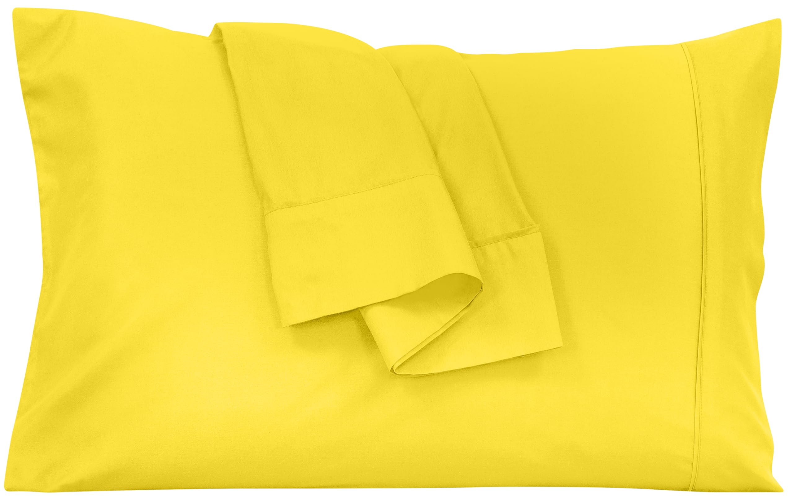 Royale Linens Pillowcase Set of 2 - Bed Pillow Cover  - Pillowcases - 1800 Brushed Microfiber, Wrinkle & Fade Resistant - Soft & Cozy- Pillow Case (Yellow)