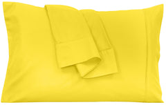 Royale Linens Queen Pillowcase Set of 2 - Bed Pillow Cover - 20" x 30" - Pillowcases - 1800 Brushed Microfiber, Wrinkle & Fade Resistant - Soft & Cozy- Queen Size Pillow Case (Queen, Yellow)