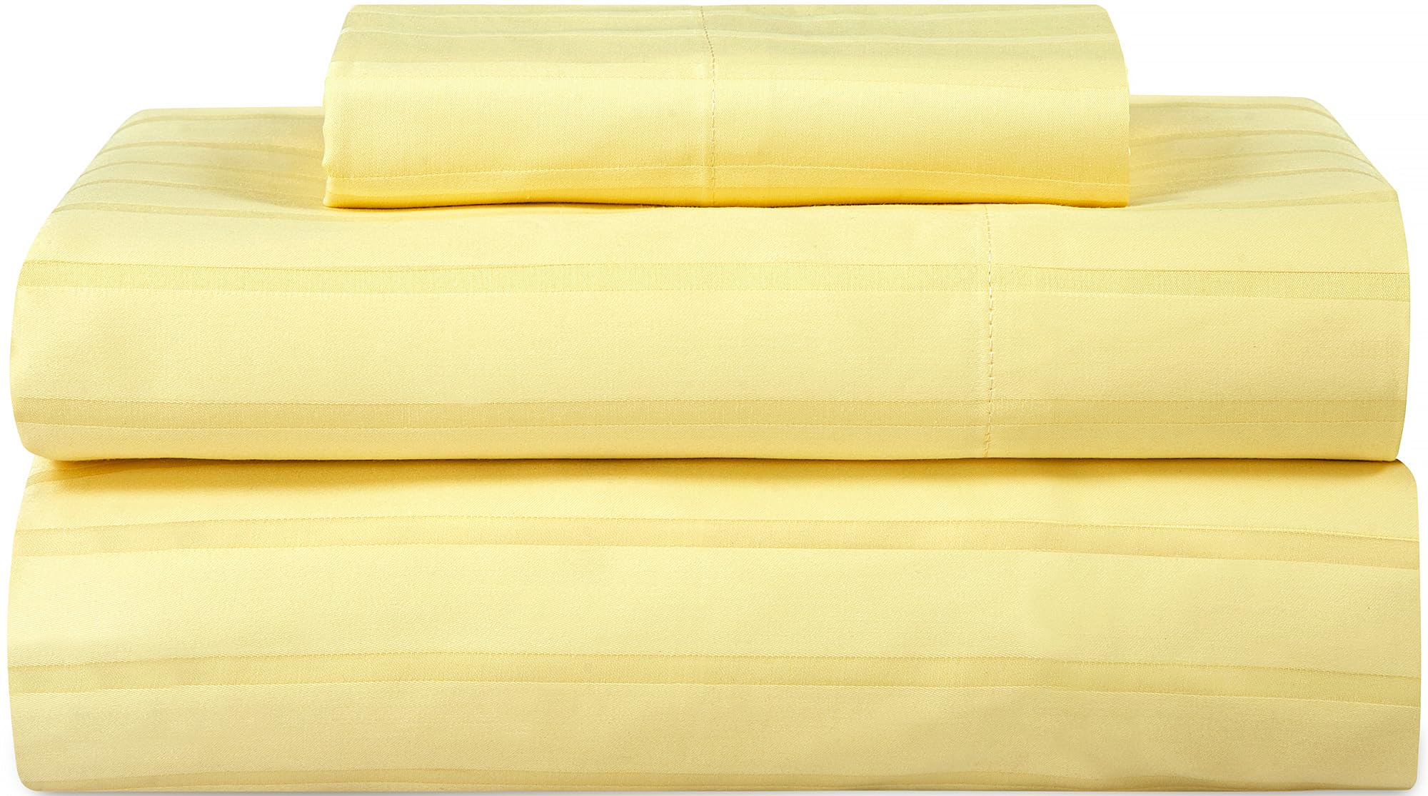 ROYALE LINENS 300 Thread Count 100% Long Staple Combed Cotton Stripe Sheet Set - 4 Piece Full Bed - 1 Fitted Sheet, 1 Flat Sheet, 2 Pillow Case - Cool & Crisp Sheet Set (Full, Stripe Yellow)