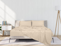 ROYALE LINENS - 4 Piece Bed Sheet - Soft Brushed Microfiber 1800 Bedding Set - 1 Fitted Sheet, 1 Flat Sheet, 2 Pillow case - Wrinkle & Fade Resistant Luxury Sheet Set (Sand)