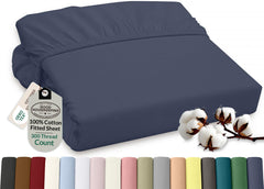 Royale Linens 100% Organic Cotton Percale Weave Super Soft Deep Pocket Bottom Sheets Elastic Sheet Fitted Sheets Only