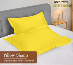 Royale Linens Pillow Shams 2 Pack Queen Size 20x30 Inch - Brushed 1800 Microfiber - Bed Pillow Shams, Wrinkle & Fade Resistant Soft and Cozy - Back Overlap Closure - Oxford Pillowcase (Queen, Yellow)