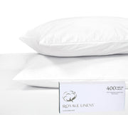 Royale Linens 400 Thread Count 100% American Grown Cotton Pillowcase Set - Luxury Sateen Pillow case - 20"x30" Inch - Soft & Smooth Set of 2 White Pillowcases - (Signature White)
