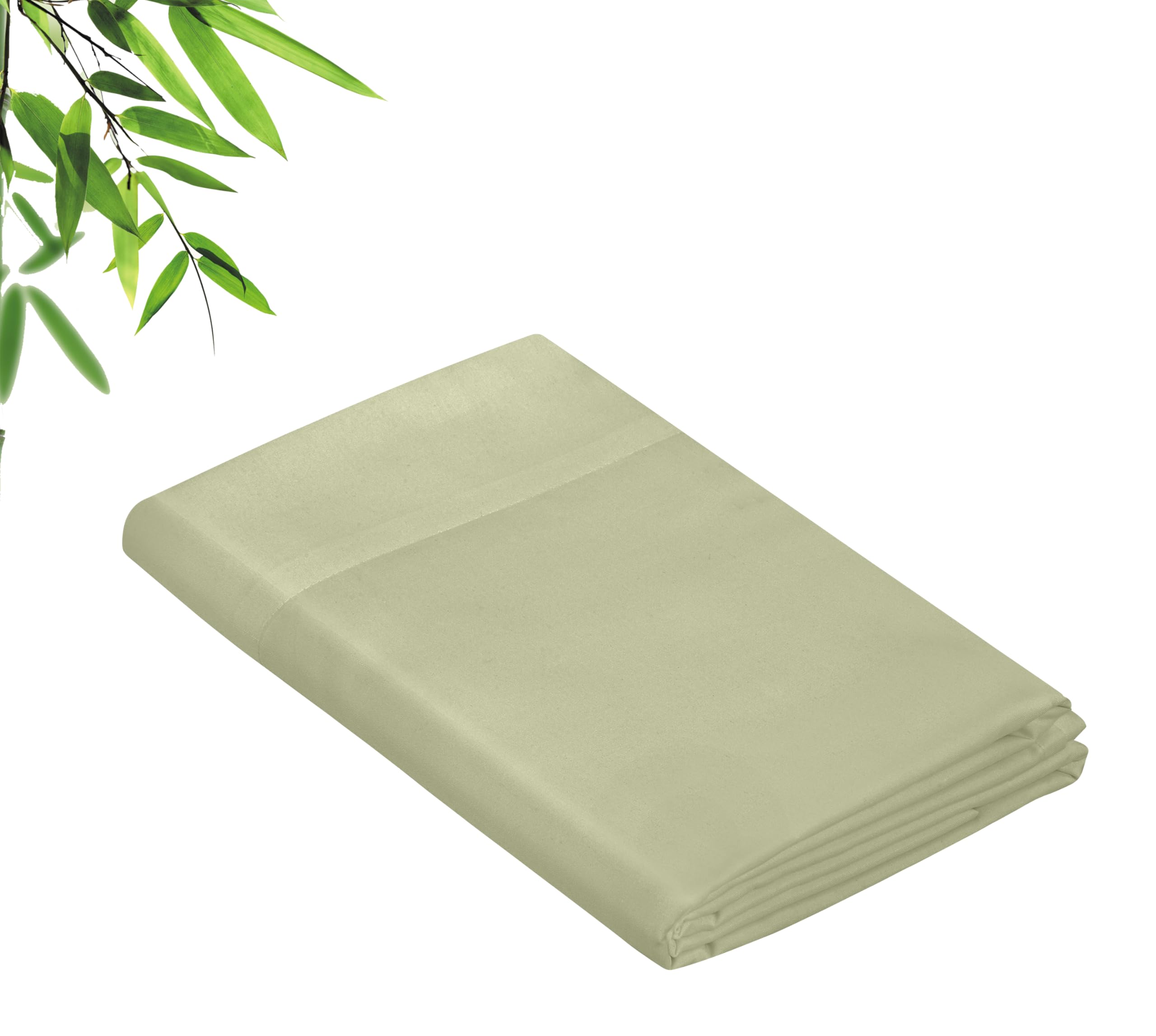 Royale Linens Bamboo Viscose Flat Sheets Only - Cooling Sheets - Organic Viscose Derived from Bamboo - Flat Sheet Only - Top Sheet - Breathable & Silky Bedding (Sage Green)
