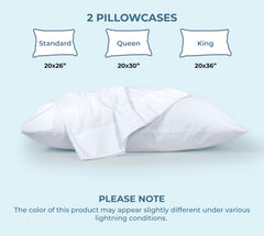 ROYALE LINENS 200 Thread Count 100% Long Staple Combed Cotton Pillowcases Set Of 2 - Ultra Soft - Queen Bed Pillow Cover - 20"x30" - Breathable, Cool & Crisp Percale White Pillow Cases (Queen, White)