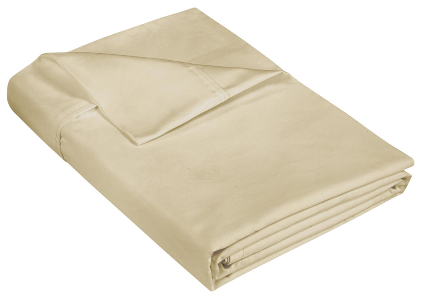 400 Thread Count 100% American Grown Cotton Flat Sheet - Cooling Sheets - Queen Sheets - Luxury Sateen Weave - Queen Flat Sheet Sold Separately - Sand Flat Sheet Only (Queen, Moroccan Sand)