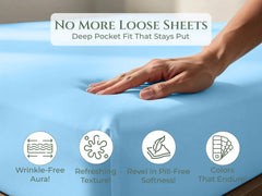 144TC cotton fitted sheet Lake Blue