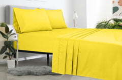 Royale Linen 2 Pack Bulk Flat Sheet - Top Sheet - Soft 1800 Microfiber - Wrinkle & Stain Resistant - for Hotel, Massage Table, Hospital, Dorm - Queen Flat Sheet Sold Separately (Queen, Yellow)