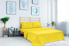 Royale Linen 2 Pack Bulk Flat Sheet - Top Sheet - Soft 1800 Microfiber - Wrinkle & Stain Resistant - for Hotel, Massage Table, Hospital, Dorm - Queen Flat Sheet Sold Separately (Queen, Yellow)