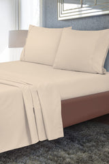 Royale Linens Queen Size Flat Sheet Only - Brushed 1800 Microfiber - Ultra Soft & Breathable - Wrinkle & Stain Resistant - Hotel Quality Flat Sheet Sold Separately - Top Sheet for Bed - (Queen, Sand)