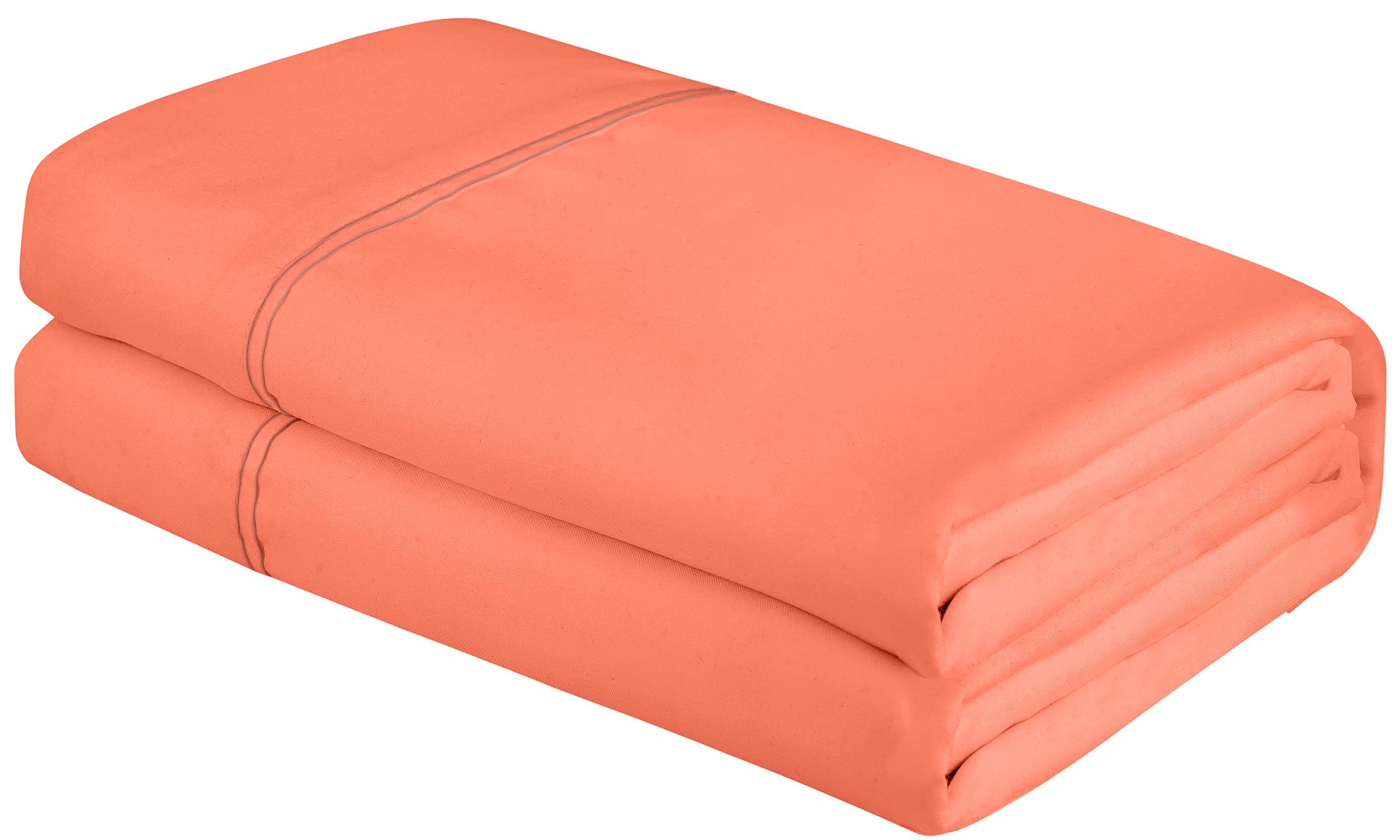 Royale Linens Queen Size Flat Sheet Only - Brushed 1800 Microfiber - Ultra Soft & Breathable - Wrinkle & Stain Resistant - Hotel Quality Flat Sheet Sold Separately - Top Sheet For Bed - (Queen, Coral)