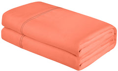 Royale Linens Queen Size Flat Sheet Only - Brushed 1800 Microfiber - Ultra Soft & Breathable - Wrinkle & Stain Resistant - Hotel Quality Flat Sheet Sold Separately - Top Sheet For Bed - (Queen, Coral)