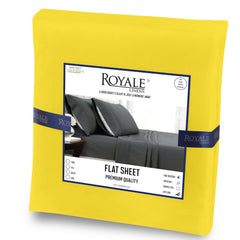 Royale Linens Queen Size Flat Sheet Only - Brushed 1800 Microfiber - Ultra Soft & Breathable - Wrinkle Resistant - Hotel Quality Flat Sheet Sold Separately - Top Sheet for Bed - (Queen, Yellow)