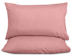 ROYALE LINENS 300 Thread Count 100% Long Staple Combed Cotton Pillowcases Set of 2 - Ultra Soft - Queen Bed Pillow Cover - 20"x30" - Breathable, Cool & Crisp Percale Pink Pillow Cases (Queen, Pink)