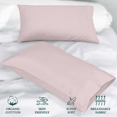 ROYALE LINENS 300 thread Count 100% Long Staple Combed Cotton Pillowcases Set Of 2 - Ultra Soft - Queen Bed Pillow Cover - 20"x30" - Breathable, Cool & Crisp Percale White Pillow Cases
