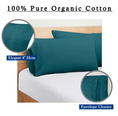 ROYALE LINENS 300 Thread Count 100% Long Staple Combed Cotton Pillowcases Set of 2 - Ultra Soft - Queen Bed Pillow Cover - 20"x30" - Breathable, Cool & Crisp Percale Teal Pillow Cases (Queen, Teal)