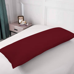 Royale Linens Body Pillow Cover - Double Brushed 1800 Microfiber - 20"x54" with Hidden Zipper Closure - Wrinkle & Fade Resistant - Super Soft Body Pillowcase 2 Pack (Burgundy, Pack of 2)