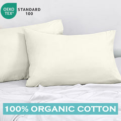 ROYALE LINENS 300 thread Count 100% Long Staple Combed Cotton Pillowcases Set Of 2 - Ultra Soft - Queen Bed Pillow Cover - 20"x30" - Breathable, Cool & Crisp Percale White Pillow Cases