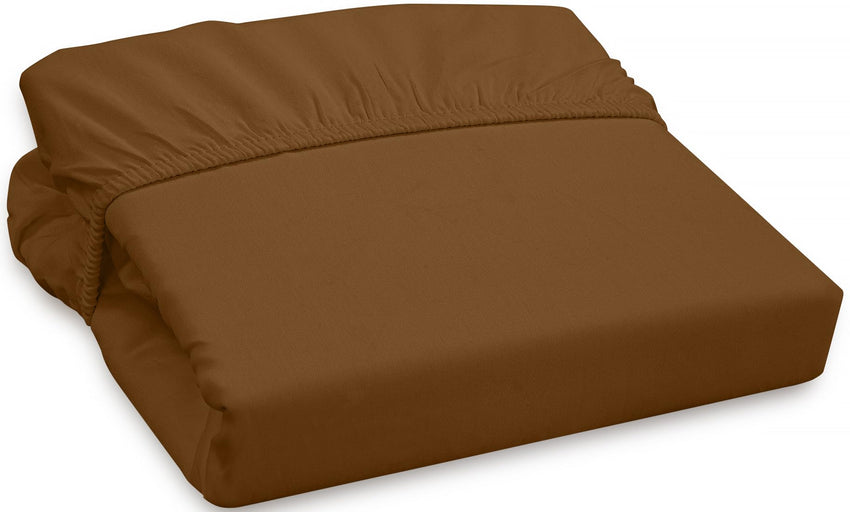 Royale Linens 300 Thread Count 100% Long Staple Combed Cotton Fitted Sheet- Super Soft Deep Pocket Sheet- Chocolate Fitted Sheet Queen Size - Queen Fitted Sheet Only - Elastic Sheet (Queen, Chocolate)