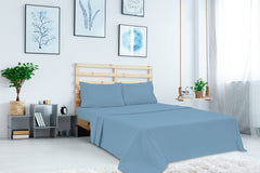 Royale Linens Queen Size Flat Sheet Only - Brushed 1800 Microfiber - Ultra Soft & Breathable - Wrinkle & Stain Resistant - Hotel Quality Flat Sheet Sold Separately - Top Sheet For Bed (Queen,LakeBlue)