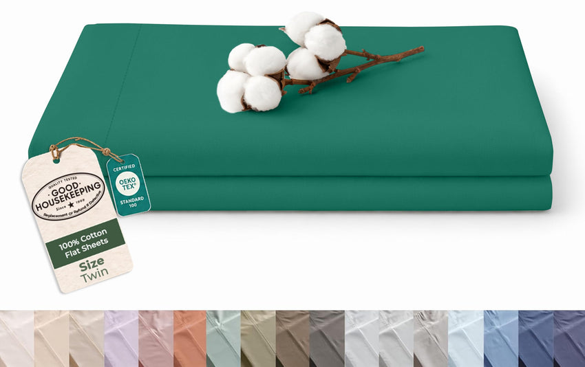 144TC cotton flat sheet Hunter Green
