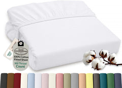 Royale Linens 100% Organic Cotton Percale Weave Super Soft Deep Pocket Bottom Sheets Elastic Sheet Fitted Sheets Only