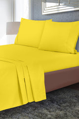 Royale Linens Queen Size Flat Sheet Only - Brushed 1800 Microfiber - Ultra Soft & Breathable - Wrinkle Resistant - Hotel Quality Flat Sheet Sold Separately - Top Sheet for Bed - (Queen, Yellow)