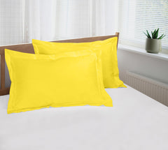 Royale Linens Pillow Shams 2 Pack Queen Size 20x30 Inch - Brushed 1800 Microfiber - Bed Pillow Shams, Wrinkle & Fade Resistant Soft and Cozy - Back Overlap Closure - Oxford Pillowcase (Queen, Yellow)