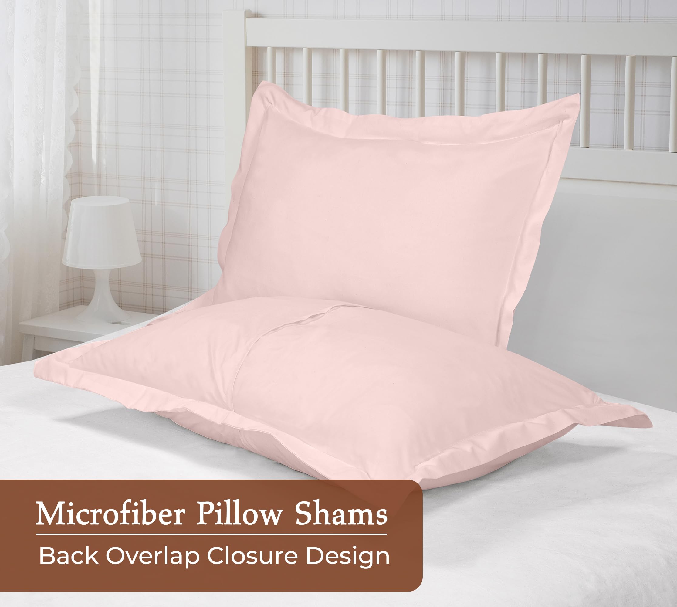 Royale Linens Pillow Shams 2 Pack - Brushed 1800 Microfiber - Bed Pillow Shams, Wrinkle Resistant Super Soft and Cozy - Back Overlap Closure - Oxford Pillowcase (Pink)