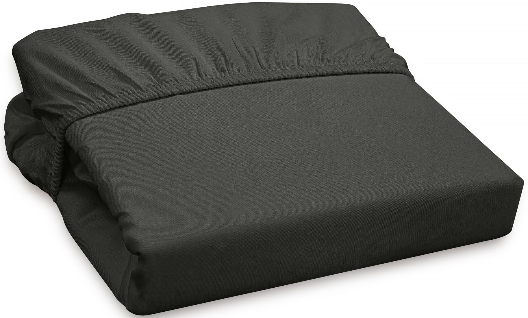 ROYALE LINENS 300 Thread Count 100% Long Staple Combed Cotton Fitted Sheet - Super Soft Deep Pocket Bottom Sheet - Black Fitted Sheet - Fitted Sheet Only - Elastic Sheet (Black)