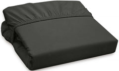 ROYALE LINENS 300 Thread Count 100% Long Staple Combed Cotton Fitted Sheet - Super Soft Deep Pocket Bottom Sheet - Black Fitted Sheet Queen Size - Queen Fitted Sheet Only - Elastic Sheet (Queen,Black)