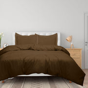Royale Linens Chocolate Duvet Cover - Duvet Cover Set - 3 Piece Double Brushed Duvet Covers with Zipper Closure, 1 Duvet Cover  and 2 Pillow Shams ( Chocolate)
