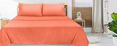 Royale Linens Queen Size Flat Sheet Only - Brushed 1800 Microfiber - Ultra Soft & Breathable - Wrinkle & Stain Resistant - Hotel Quality Flat Sheet Sold Separately - Top Sheet For Bed - (Queen, Coral)