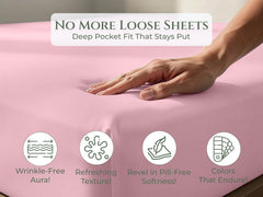144TC cotton fitted sheet Pink
