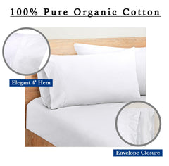 ROYALE LINENS 300 Thread Count 100% Long Staple Combed Cotton Pillowcases Set of 2 - Ultra Soft - Queen Bed Pillow Cover - 20"x30" - Breathable, Cool & Crisp Percale White Pillow Cases (Queen, White)