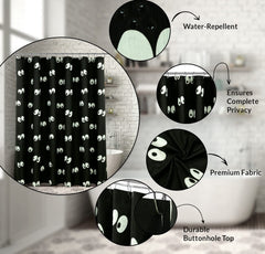 ROYALE LINEN Halloween Printed Shower Curtain 72 X 72 Inches - with Reinforced Button Holes - Spooky and Scary Design - Machine Washable & Water Resistant Shower Curtains (72" X 72" Eyes Black)