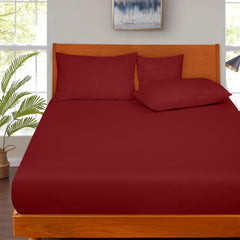 ROYALE LINENS 300 Thread Count 100% Long Staple Combed Cotton Fitted Sheet - Super Soft Deep Pocket Bottom Sheet - Red Fitted Sheet Queen Size - Queen Fitted Sheet Only - Elastic Sheet (Queen,Red)