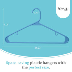 ROYALE Plastic Hangers 20 Pack - Blue Plastic Hangers - Clothes Hanger With Hooks – Heavy Duty Space Saving Coat Hangers Ideal For Everyday Use For Tops, Skirt, Dress, Shirts, Pants (20 Pack, Blue)