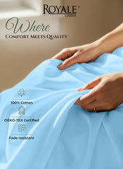 144TC cotton flat sheet Lake Blue