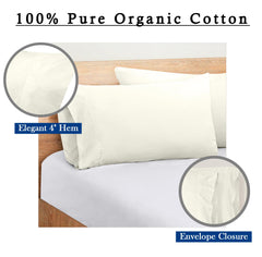 ROYALE LINENS 300 thread Count 100% Long Staple Combed Cotton Pillowcases Set Of 2 - Ultra Soft - Queen Bed Pillow Cover - 20"x30" - Breathable, Cool & Crisp Percale White Pillow Cases
