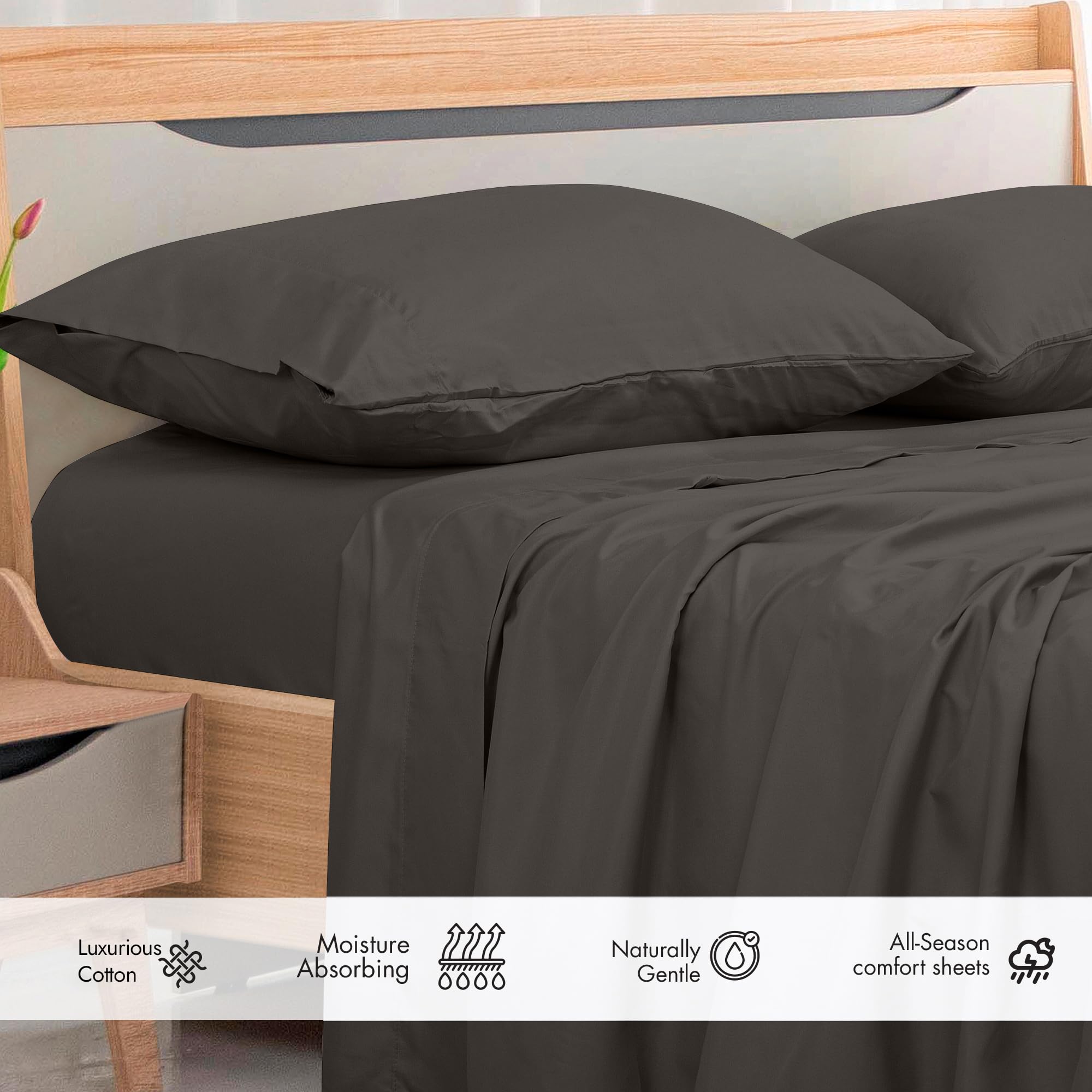 ROYALE LINENS 300 Thread Count 100% Long Staple Combed Cotton Flat She ...