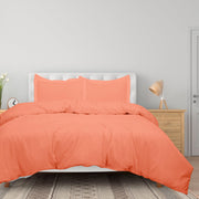 ROYALE LINENS Coral Duvet Cover - Duvet Cover Set - 3 Piece Double Brushed Duvet Covers with Zipper Closure, 1 Queen Duvet Cover  and 2 Pillow Shams ( Coral)