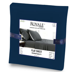 Royale Linens Queen Size Flat Sheet Only - Brushed 1800 Microfiber - Ultra Soft & Breathable - Wrinkle & Stain Resistant - Hotel Quality Flat Sheet Sold Separately - Top Sheet for Bed - (Queen, Navy)