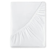 Royale Linens 400 Thread Count 100% American Grown Cotton Fitted Sheet - All Around Elastic Fitted Sheet - Luxury Sateen Weave - Snug Fit Bottom Sheet Fit Up To 16" ( Signature White)