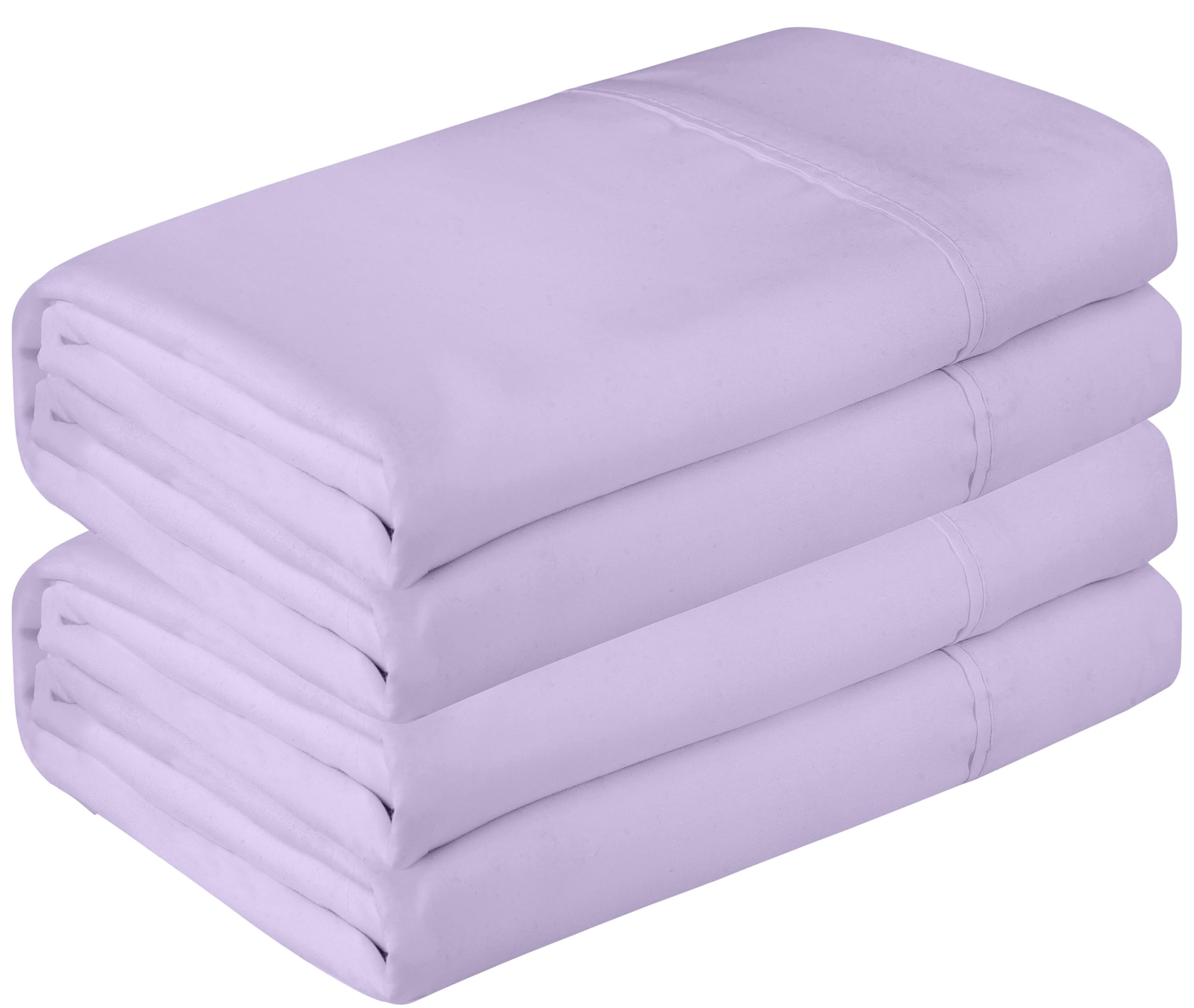 Royale Linen 2 Pack Bulk Flat Sheet - Top Sheet - Soft 1800 Microfiber - Wrinkle & Stain Resistant - for Hotel, Massage Table, Hospital, Dorm - Flat Sheet Sold Separately (Lavender)