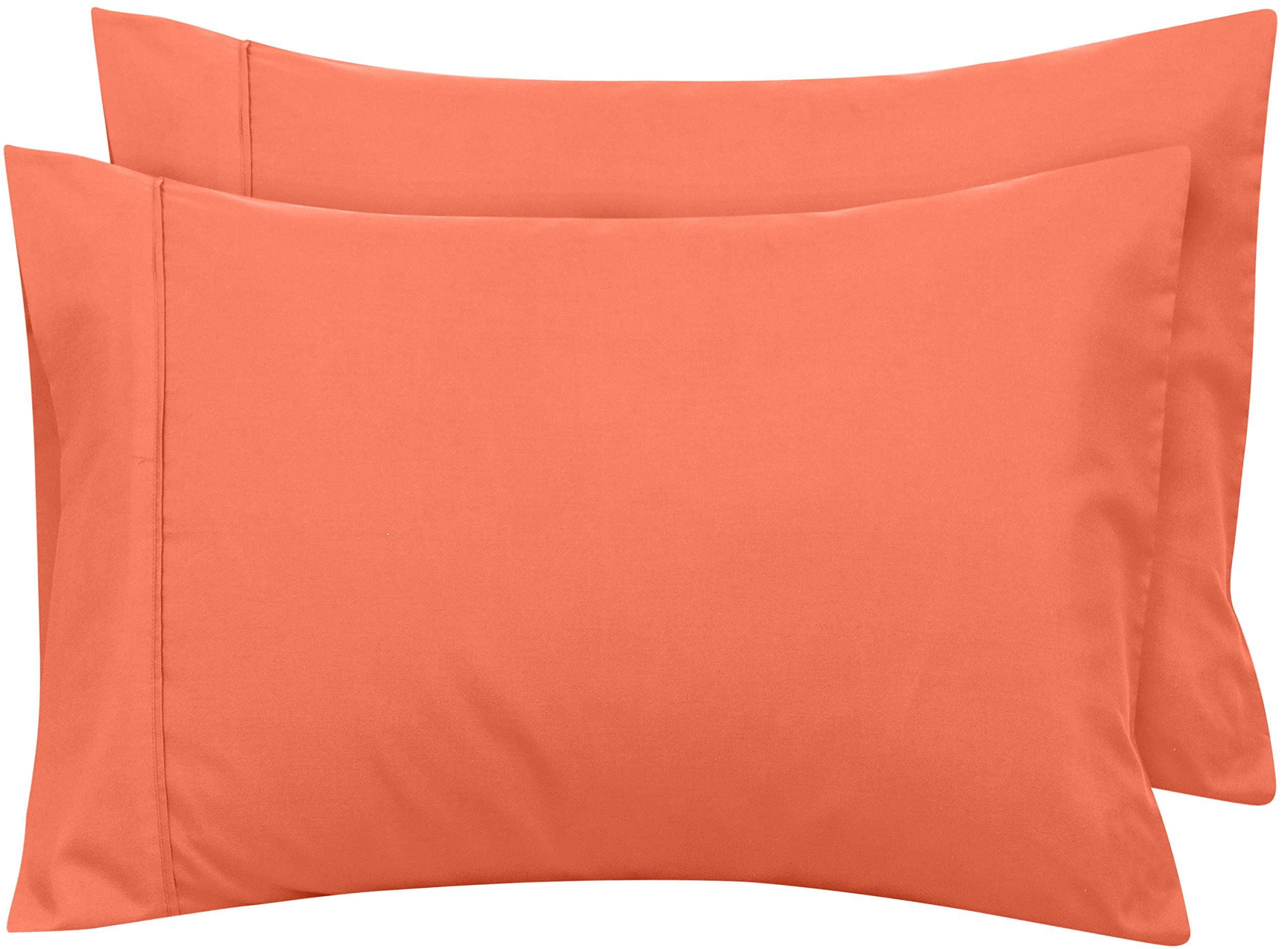 Royale Linens Queen Pillowcase Set of 2 - Bed Pillow Cover - 20" x 30" - Coral Pillowcases - 1800 Brushed Microfiber, Wrinkle & Fade Resistant - Soft & Cozy- Queen Size Pillow Case (Queen, Coral)