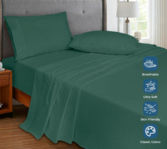 200TC cotton flat sheet Hunter Green - image 4