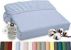 Royale Linens 100% Organic Cotton Percale Weave Super Soft Deep Pocket Bottom Sheets Elastic Sheet Fitted Sheets Only