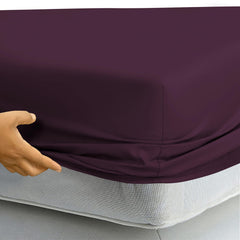 ROYALE LINENS 400 Thread Count 100% American Grown Cotton 4 Piece Sateen Queen Sheet Set - 1 Fitted Sheet, 1 Flat Sheet, 2 Pillow case - Purple Queen Bedsheet - Cotton Sheets - (Queen, Desert Purple)